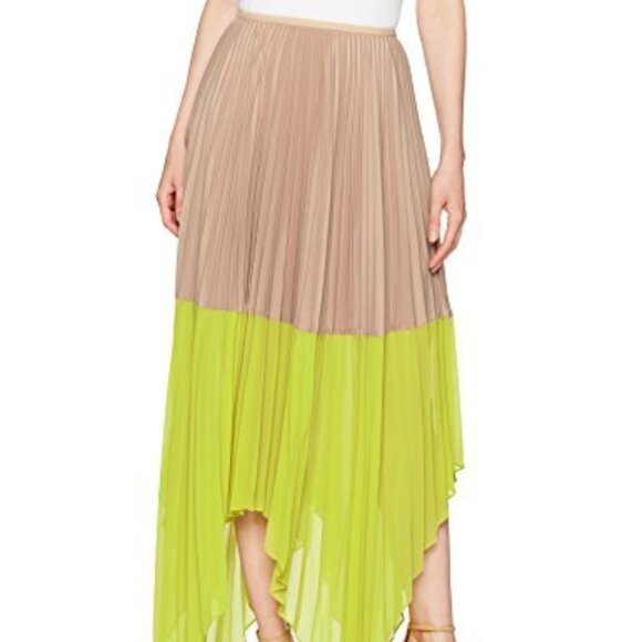 NEW BCBGMaxAzria Women's Christy Woven Colorblock Pleated Skirt, Medium - Picture 1 of 3